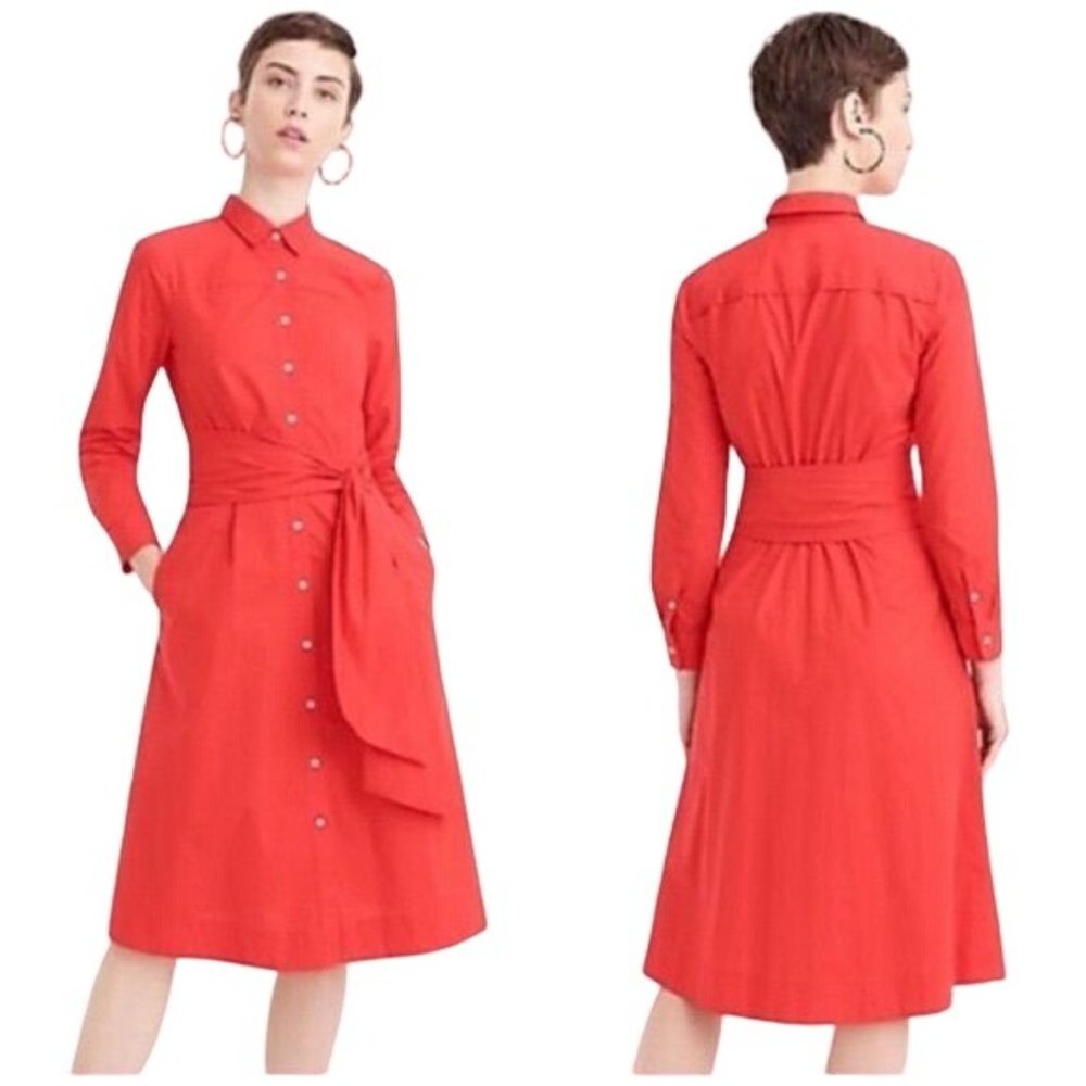 J. Crew Factory Red Long Sleeve Dress